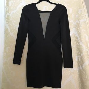 Deep v neck front and mesh sides - short dress